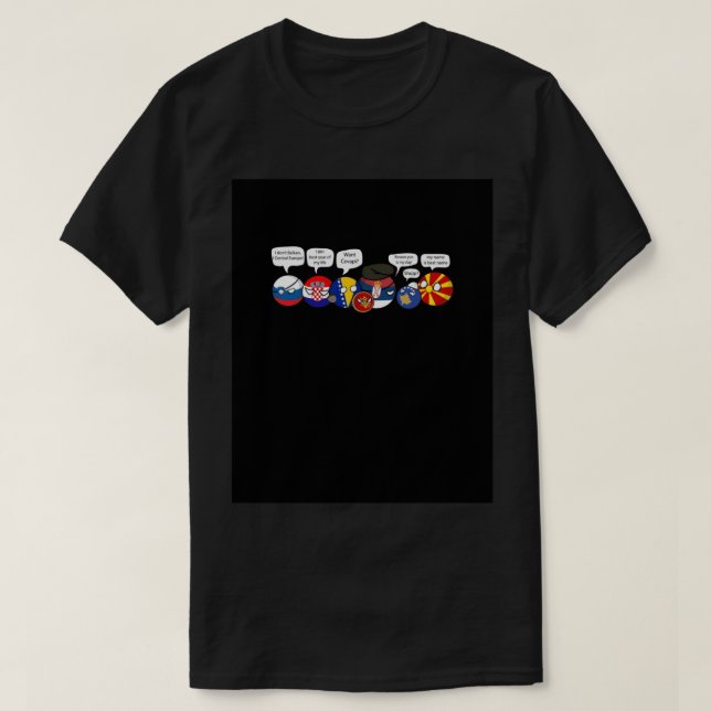 Camiseta Polandball - Retrato da família Iugoslávia com dia (Frente do Design)