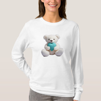 Camiseta Polar Bear Abraçando Coração Teal