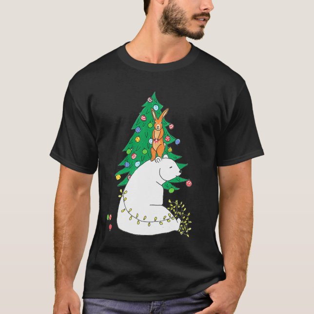 Camiseta Polar Bear Christmas Tree Cute Happy Animals Fun (Frente)