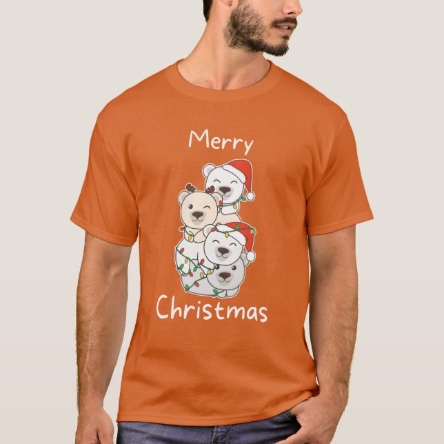 Camiseta Polar Bear Christmasree Natal Polar Bears frito (Frente)