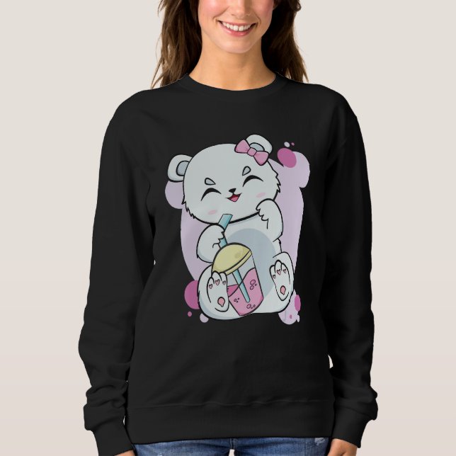 Camiseta Polar Bear Drinking Boba Flavor With Black Milk Te (Frente)