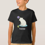Camiseta Polar Bear Funny Science Pun Dark BG<br><div class="desc">Polar Bear Funny Science Pun apresenta um urso polar fofo com polos elétricos. Um presente engraçado para a família e amigos que amam ursos polares e trocadilhos.</div>
