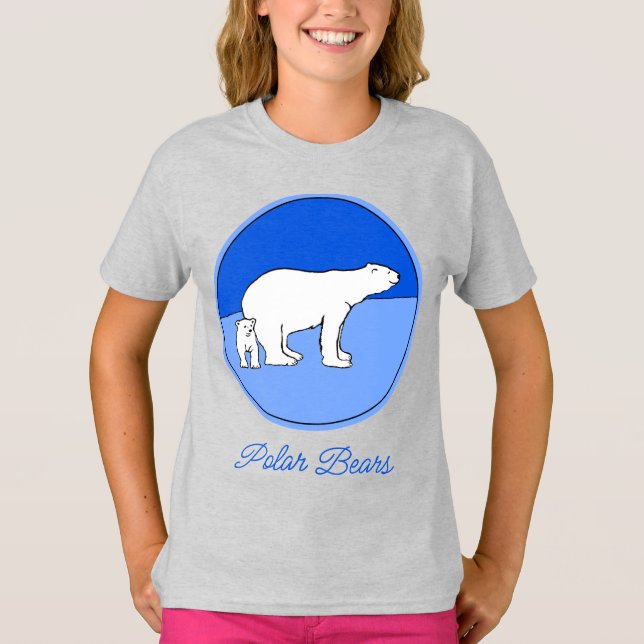 Camiseta Polar Bear Mom and Cub Painting - Wildlife Art T-S (Frente)