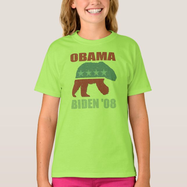 Camiseta Polar Bear Obama Biden '08 Kids Ringer Shirt (Frente)