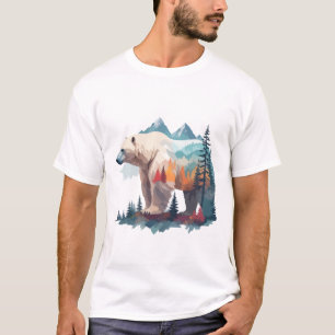 Camiseta Polar Bear Vetor Arte Animal Majestosa Natureza Se