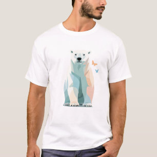 Camiseta Polar Bear Vetor Pintura Adorável Arte Animal