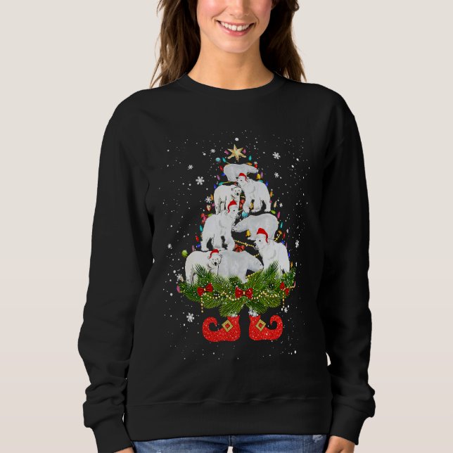 Camiseta Polar Bears Christmas Tree Lights  Santa Hat (Frente)