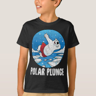 Camiseta Polar Plunge Ice Jump Engraçado Urso Polar Engraça