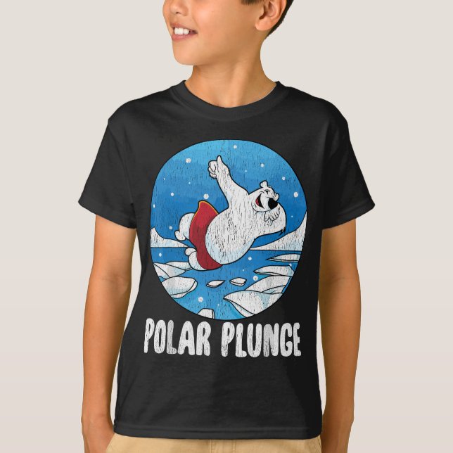 Camiseta Polar Plunge Ice Jump Engraçado Urso Polar Engraça (Frente)