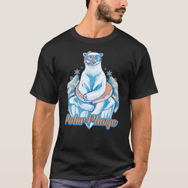 Camiseta Polar Plunge Ice Jump Engraçado Urso Polar Engraça (Frente)