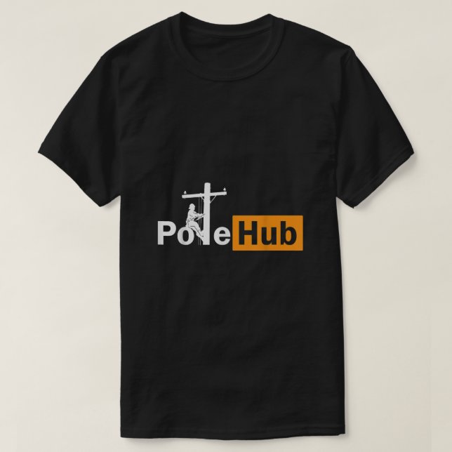 Camiseta Pole Hub Lineman Line Worker Utility Pole Funny Li (Frente do Design)