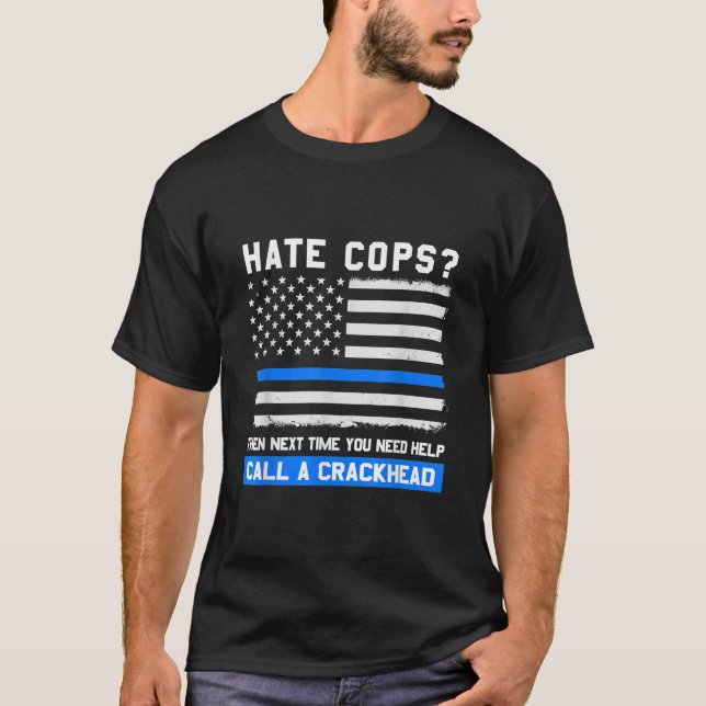 Camiseta Poli Engraçado Dizendo Linha Azul Esmagadora Bande (Frente)