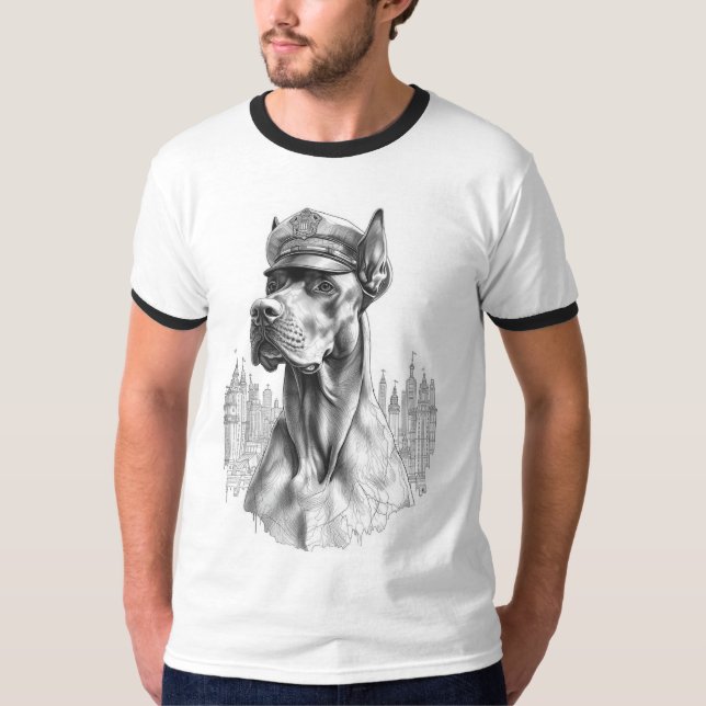 Camiseta Police Great Dane Statue (Frente)