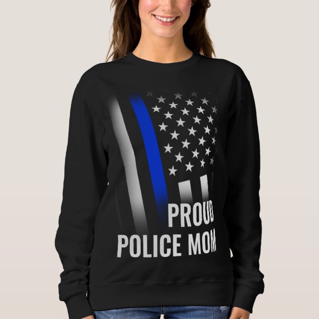 Camiseta Police Mom Printed On Back Proud Police Flag (Frente)