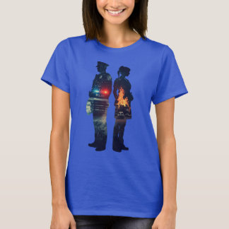 Camiseta Police Officer and Nurse Couple Silhouette