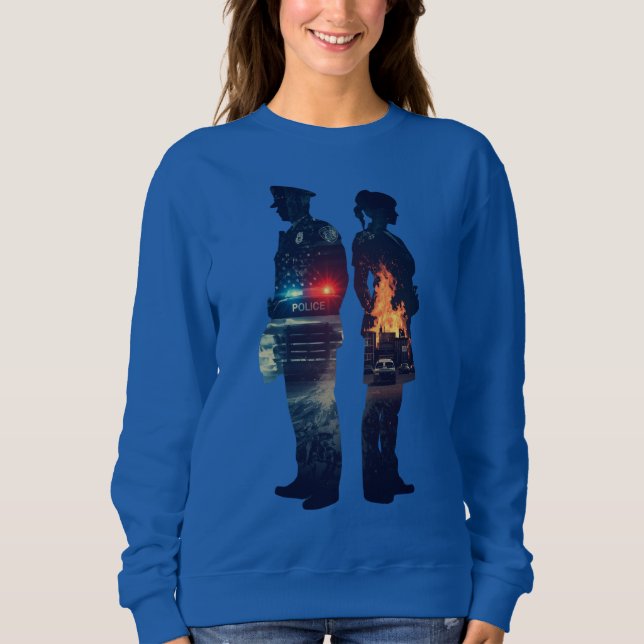 Camiseta Police Officer and Nurse Couple Silhouette (Frente)