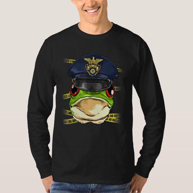 Camiseta Police Officer Frog PD Cop Crime Scene Toad Frog (Frente)