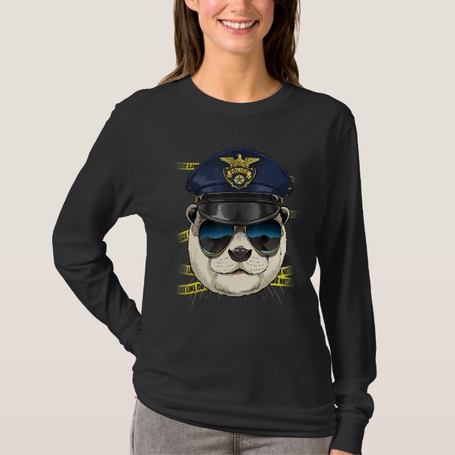 Camiseta Police Officer Otter PD Cop Crime Scene Sea Animal (Frente)