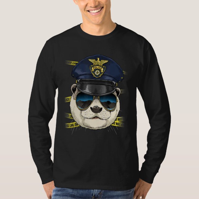 Camiseta Police Officer Otter PD Cop Crime Scene Sea Animal (Frente)