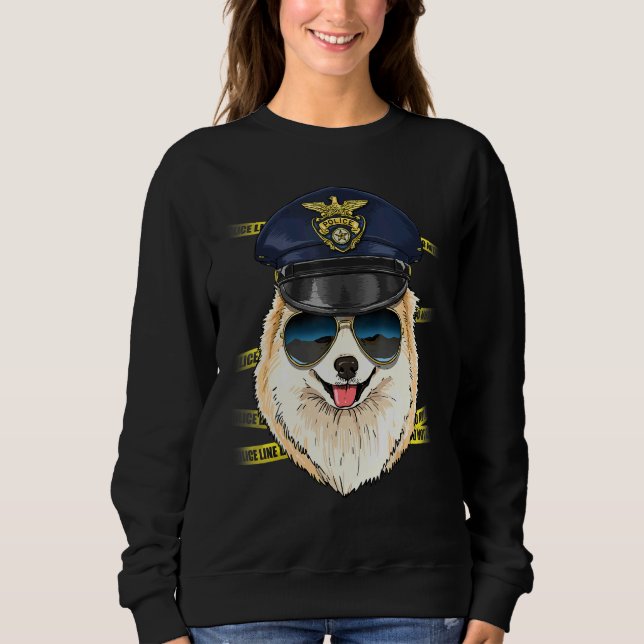 Camiseta Police Officer Pomeranian Cop Crime Scene K9 Pom D (Frente)