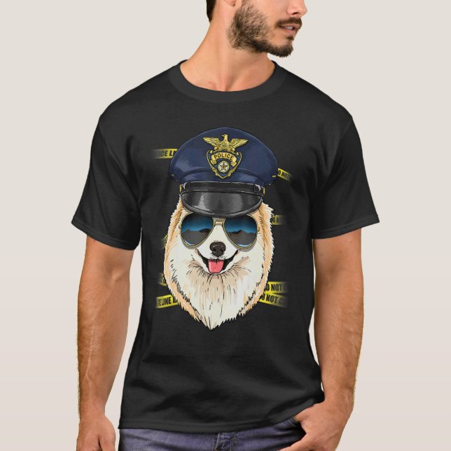 Camiseta Police Officer Pomeranian Cop Crime Scene K9 Pom D (Frente)