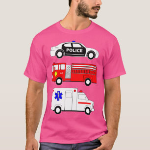 Camiseta Polícia Carro-Bombeiros Ambulância Primeira Respos