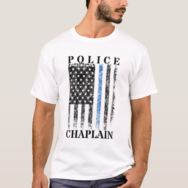Camiseta Polícia Chaplain American Flag (Frente)