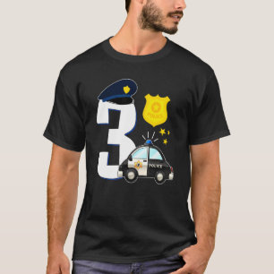 Camiseta Polícia de 3 anos de idade - aniversário de 3 anos