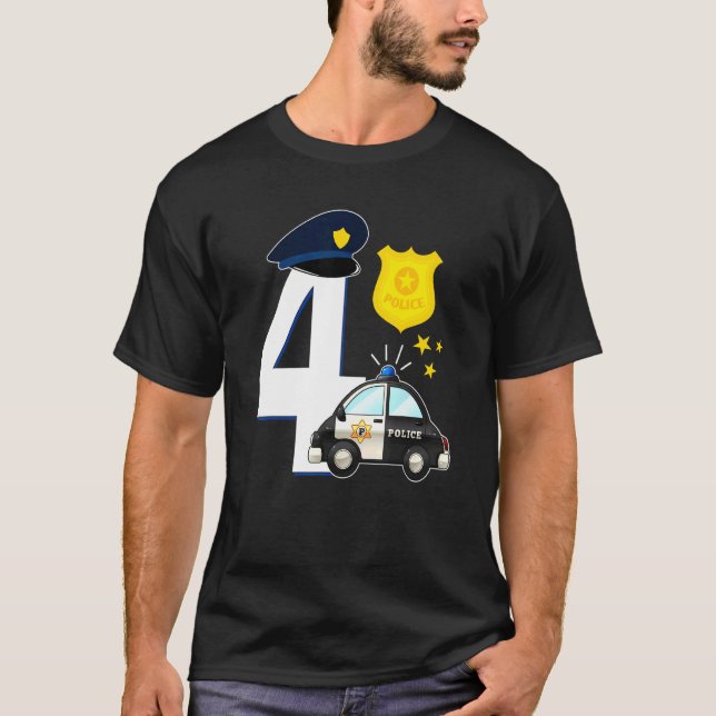 Camiseta Polícia de 4 anos de idade Carro Policial Cujo Qua (Frente)