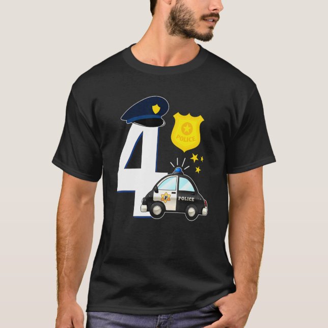 Camiseta Polícia de 4 anos de idade Carro Policial Cujo Qua (Frente)