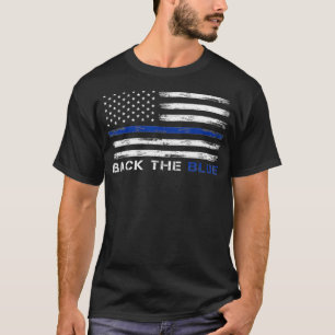 Camiseta Polícia de Bandeira Americana de Linha Azul Azul A
