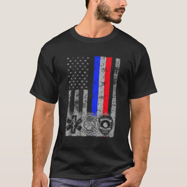 Camiseta Polícia de Bombeiros - Sinalizador Emt First Respo (Frente)