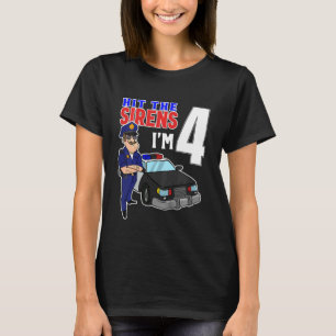 Camiseta Polícia de Carros de Crianças 4. Aniversário