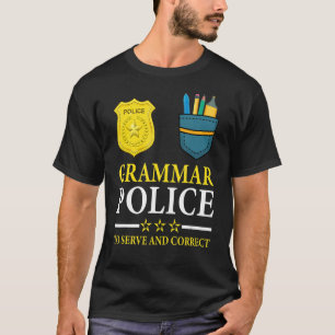 Camiseta Polícia De Gramática De Piada De Professores Ingle