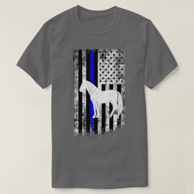Camiseta Polícia de Patrulha Montada - Bandeira Americana (Frente do Design)