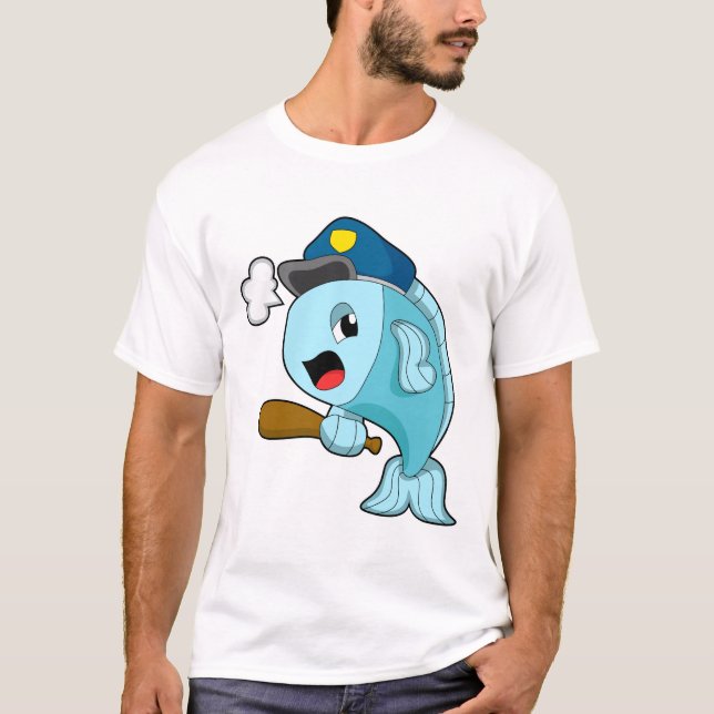 Camiseta Polícia de Peixes chapéu (Frente)