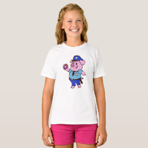 Camiseta Polícia de Porcos comendo uma rosquinha escolher