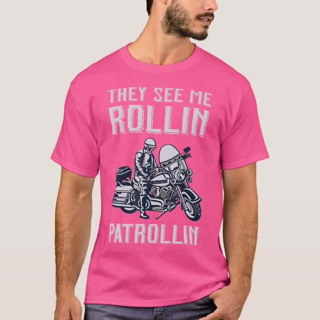 Camiseta Polícia De Rollin Patrollin E Polícia De Moto (Frente)