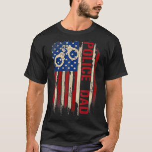 Camiseta Polícia de Vintage Pai Americano Flag Arresthancuf