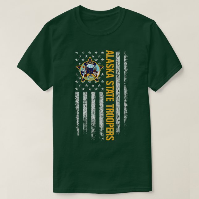 Camiseta Polícia do Alasca - Bandeira Americana (Frente do Design)