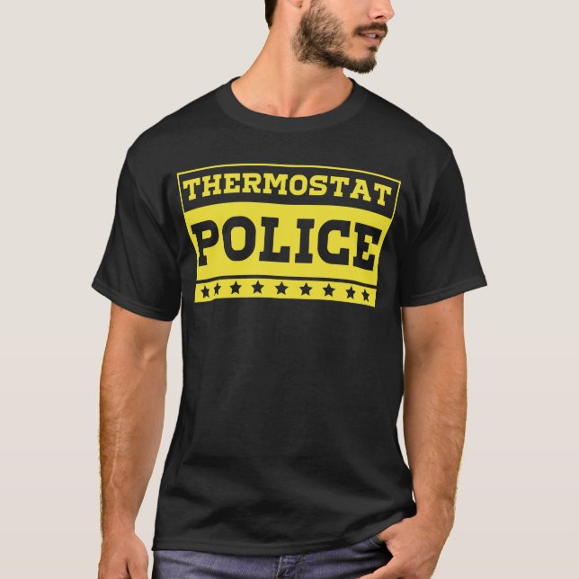 Camiseta Polícia do termostato amarelo (Frente)