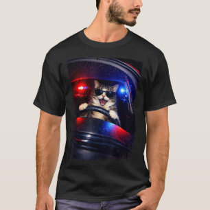 Camiseta Polícia engraçada gato louco dirigindo carro meme