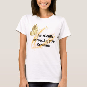 Camiseta "Polícia Gramática - Engraçado Tee Borboleta"