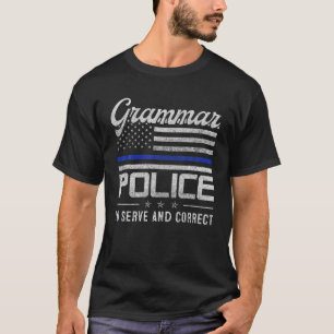 Camiseta Polícia Gramática Mulheres E Crianças Ideias Engra