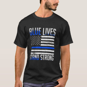 Camiseta Polícia Honra A Linha Respeita Oficial De Bandeira