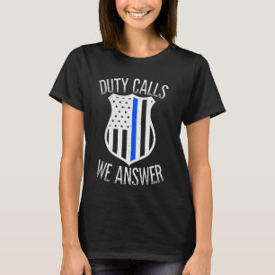 Camiseta Polícia Honra A Linha Respeita Oficial De Bandeira