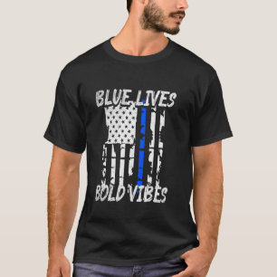 Camiseta Polícia Honra Bandeira Azul de Respeito à Linha Of