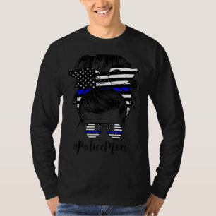 Camiseta Polícia Mãe Vida Mensagem Dia de as mães de Cabelo