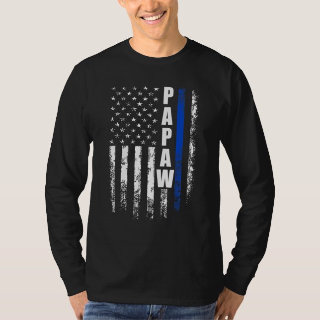 Camiseta Polícia Militar Papaw Dia de os pais De Bandeira A (Frente)