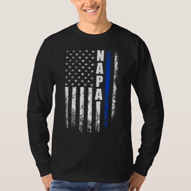 Camiseta Polícia Policial Napa Dia de os pais De Bandeira A (Frente)